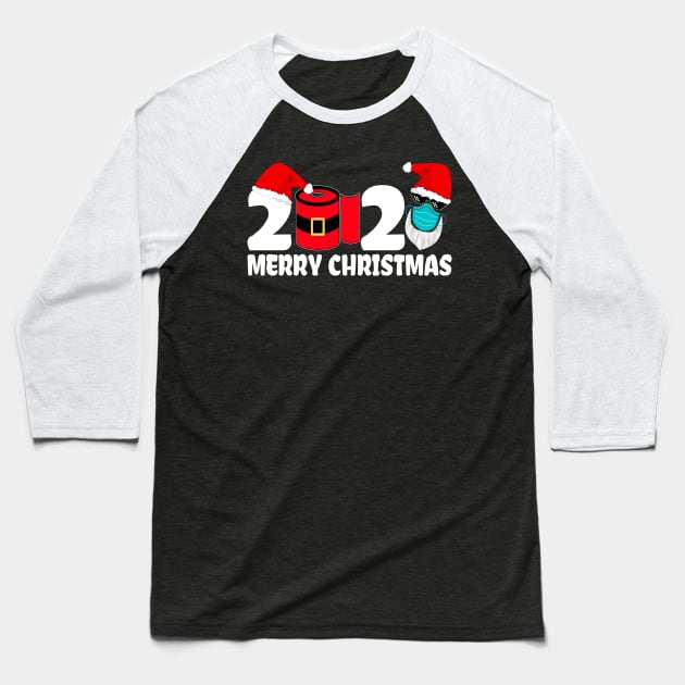 Merry Christmas 2020 Quarantine Xmas Santa Face Mask Gifts Baseball T-Shirt by Printofi.com